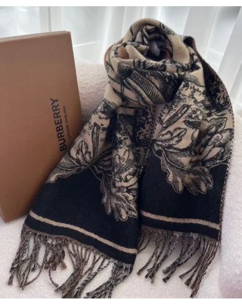 Burberry Women's Equestrian Logo Cashmere Scarf Apricot