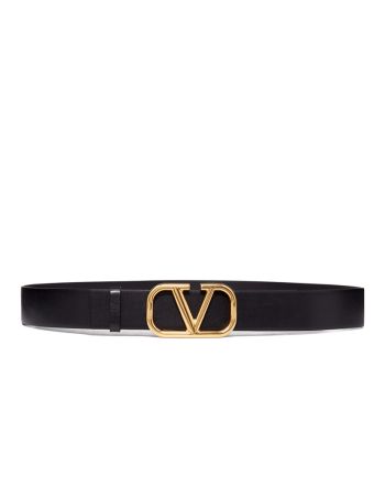 Valentino Vlogo Signature Calfskin Belt Black