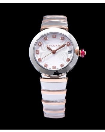 Bvlgari Lvcea 18ct pink-gold,stainless steel and diamond watch White